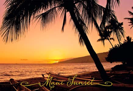 50-Pack Maui Postcards, Maui Sunset, 4x6