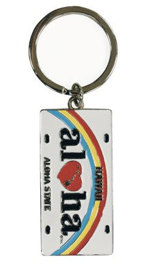 Heart of Hawaiʻi Metal License Plate Keychain