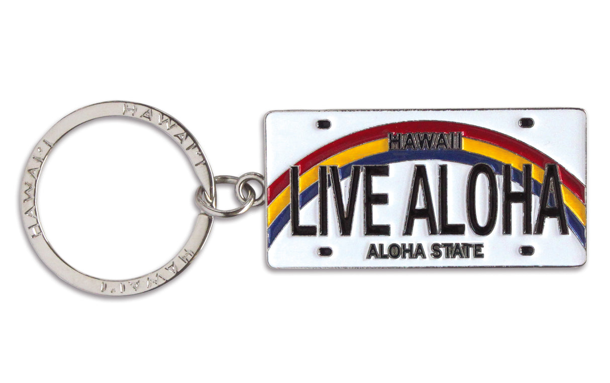 Live Aloha License Plate Keychain