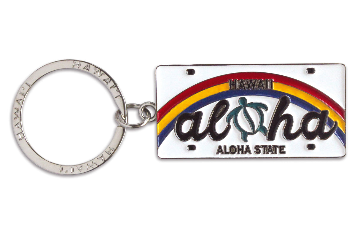 Aloha Honu Metal License Plate Keychain