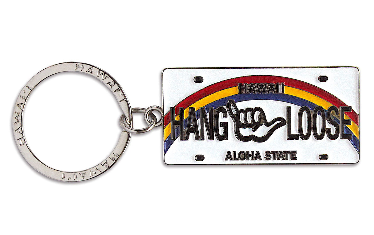 Hang Loose Metal License Plate Keychain