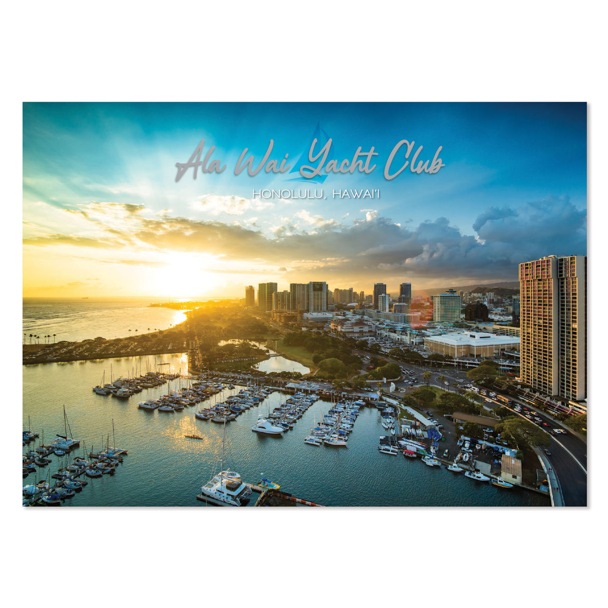 25-Pack Oahu Postcards Ala Wai Yacht Club 5x7