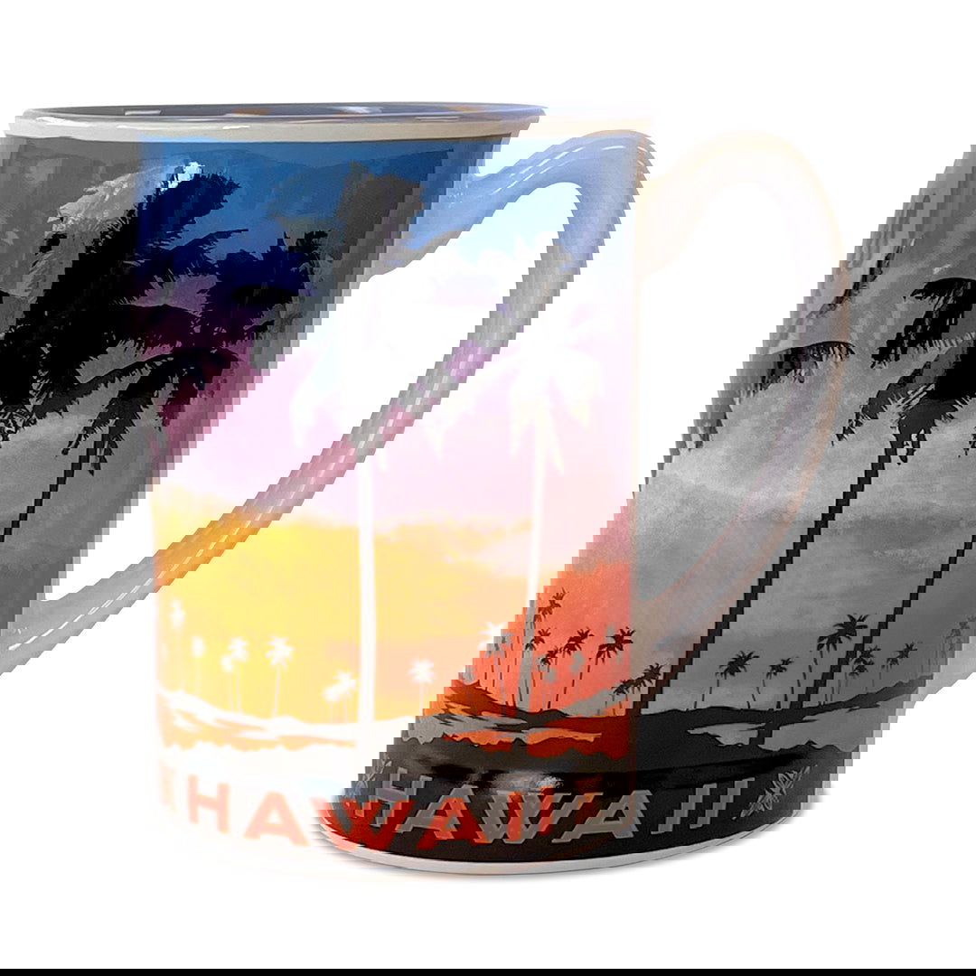 14 oz. Embossed Mug, Evening Palms