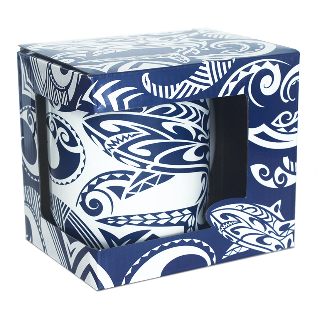 14 oz. Mug Tribal Shark Blue with box