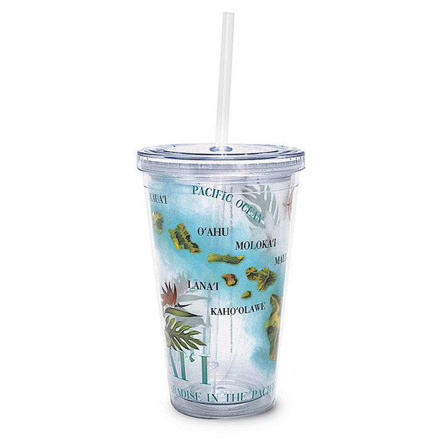 16 oz. Travel Tumbler with Straw, Map