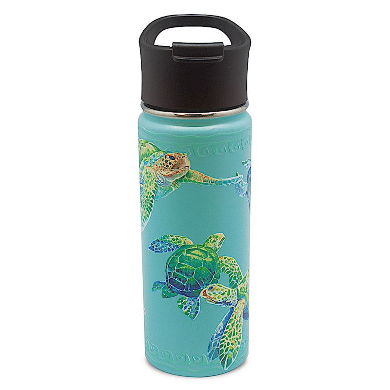 18.6 oz. Island Flask, Swimming Honu - Teal
