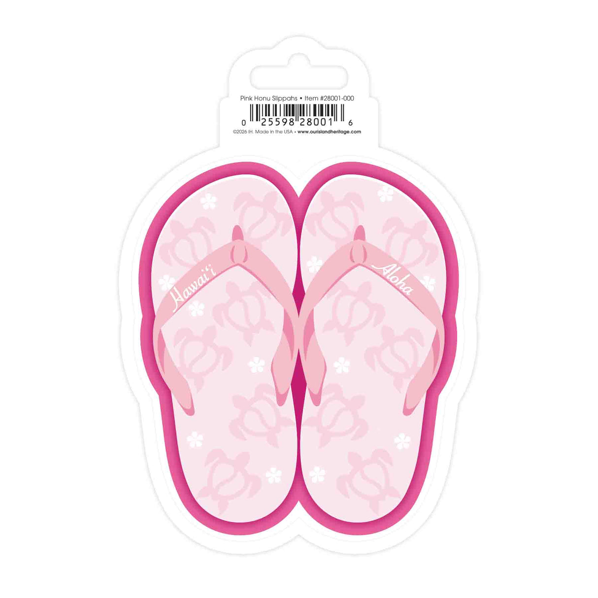 Pink Honu Slippahs Glossy Sticker