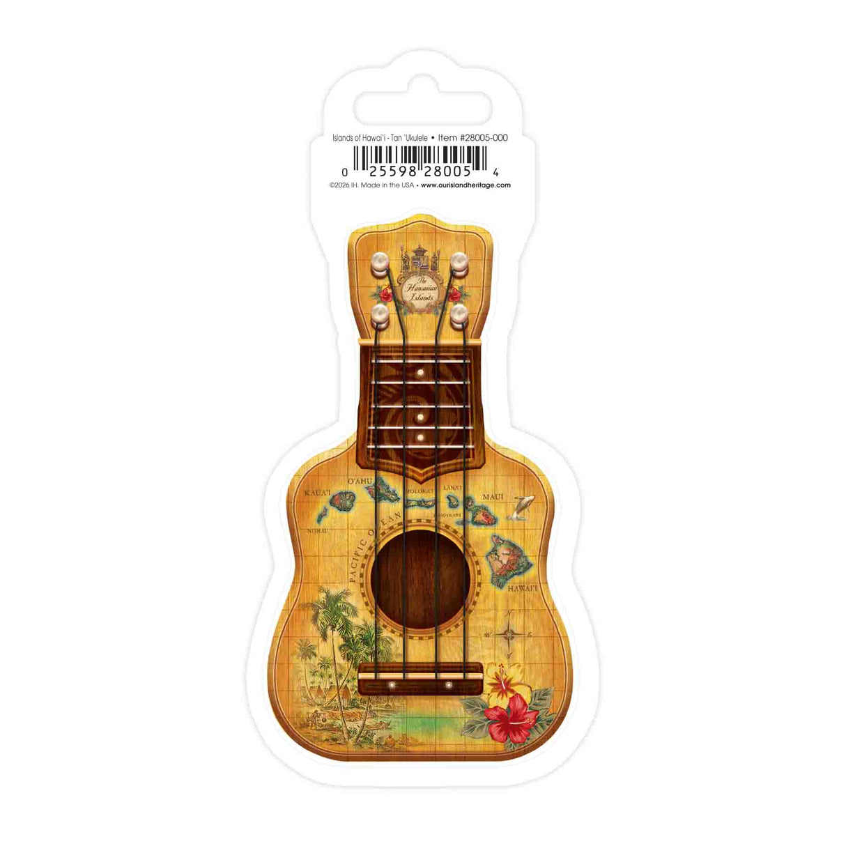 Islands of Hawaii Tan ʻUkulele Glossy Sticker