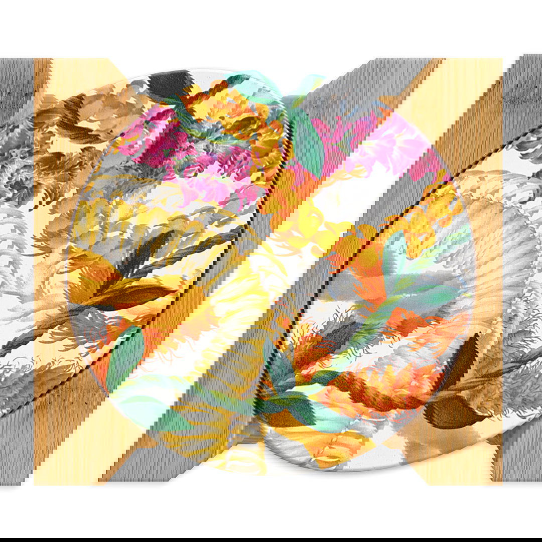 4-Pack Round Coasters with Bamboo Caddy, Leis of Aloha