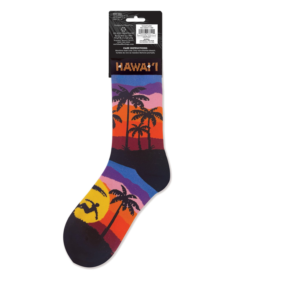Sunset Surfer Hawaiʻi Socks Adult Unisex One Size