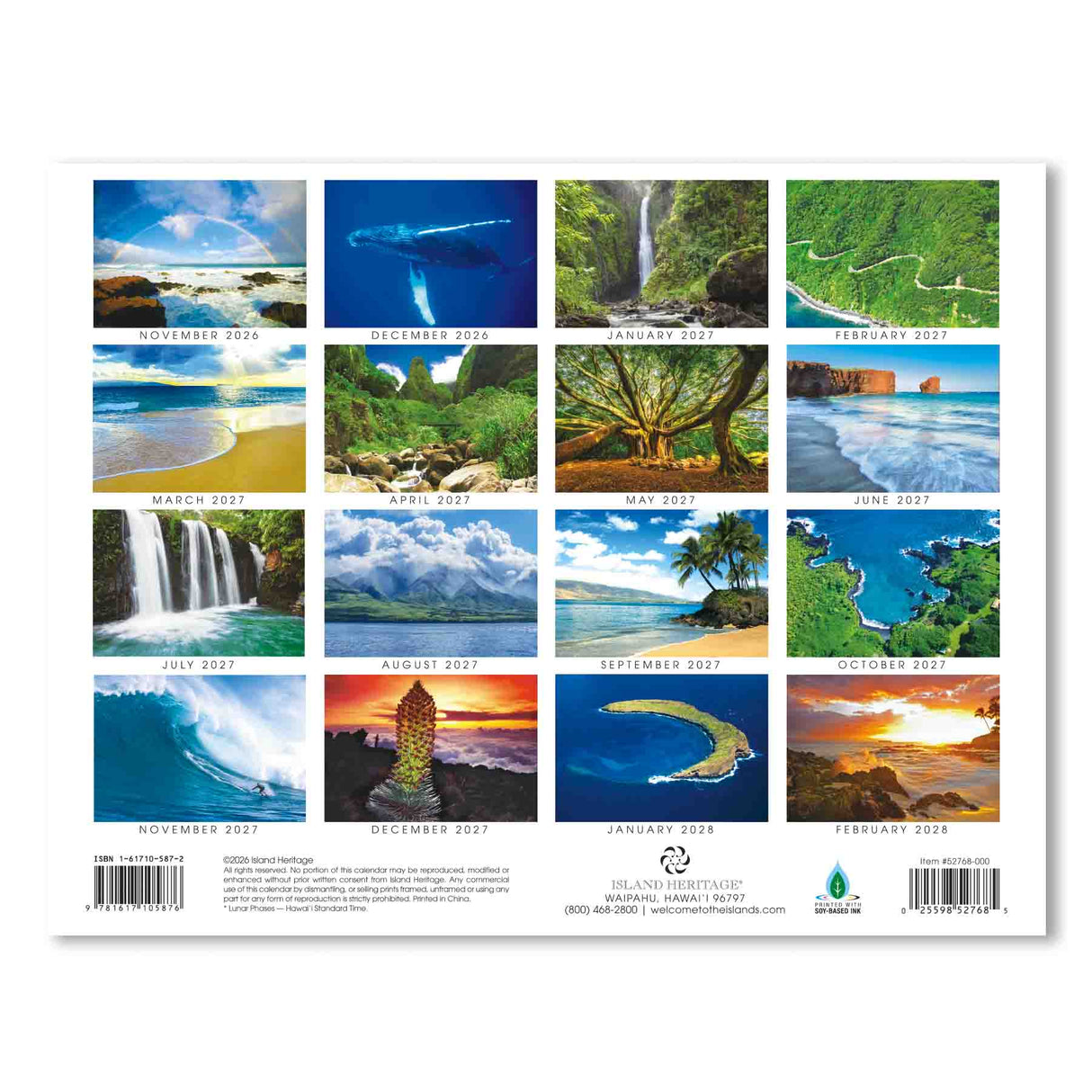 2027 Trade Calendar, Maui, The Valley Isle