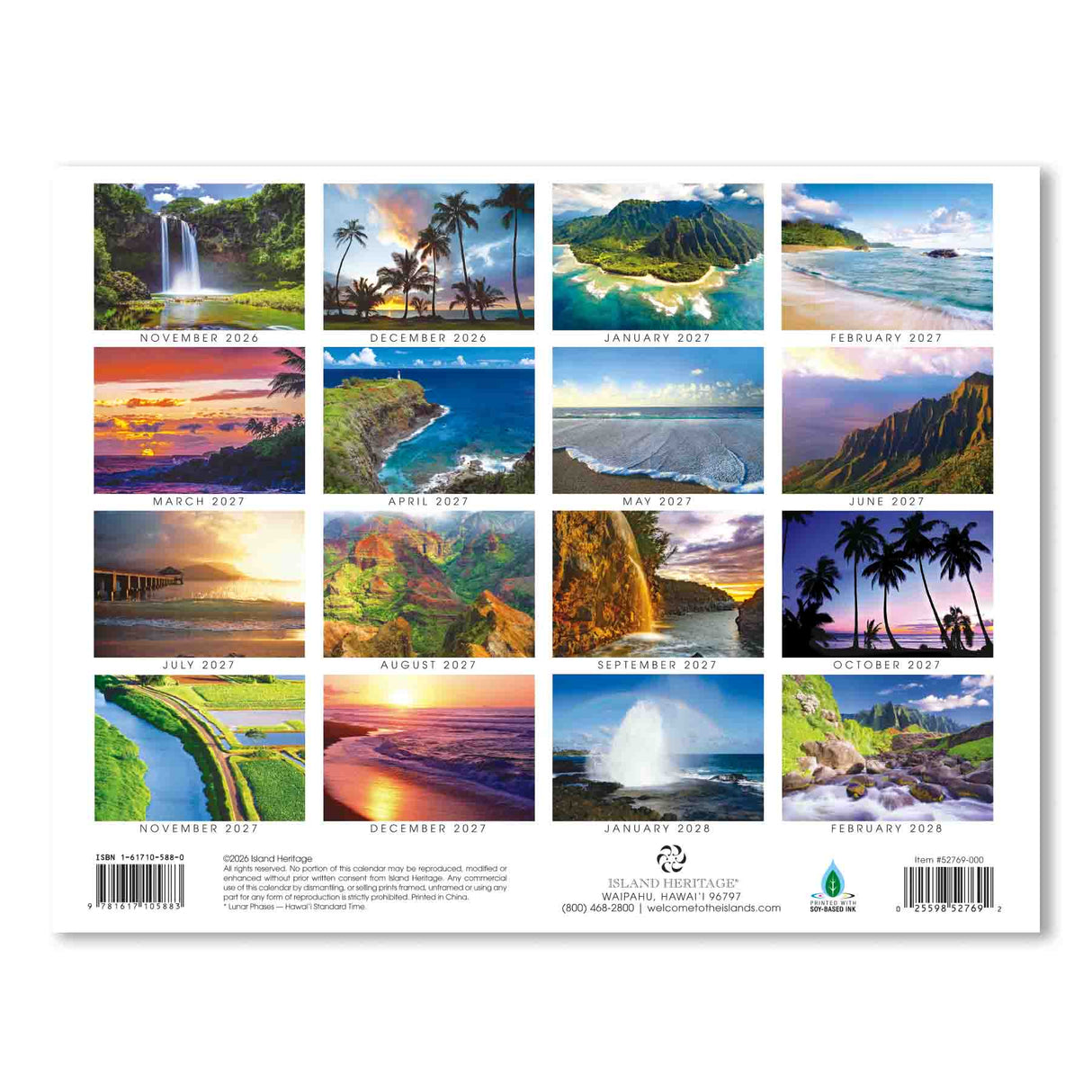 2027 Trade Calendar, Kaua‘i, The Garden Isle