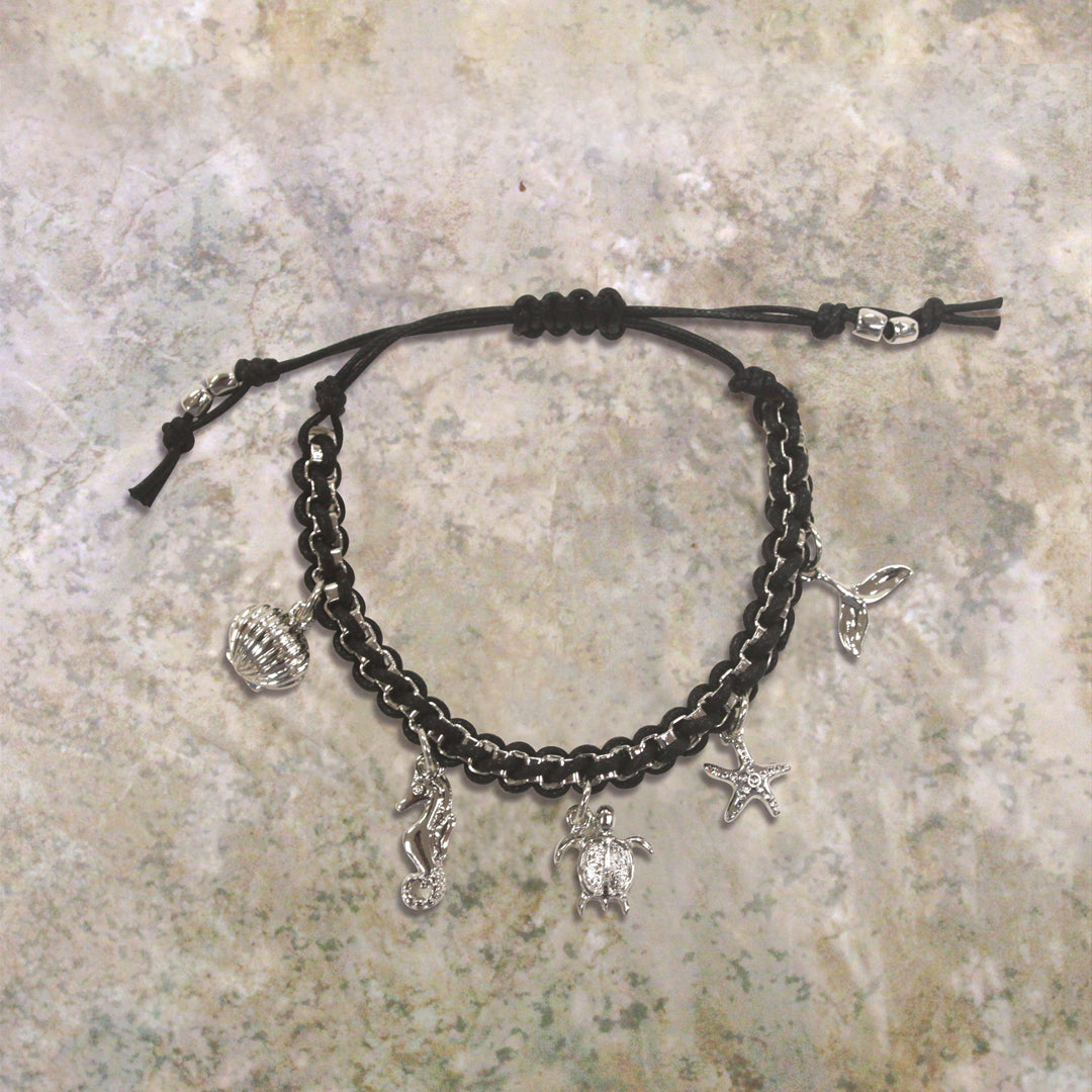 5 Charm Adjustable, Marine, Black Cord