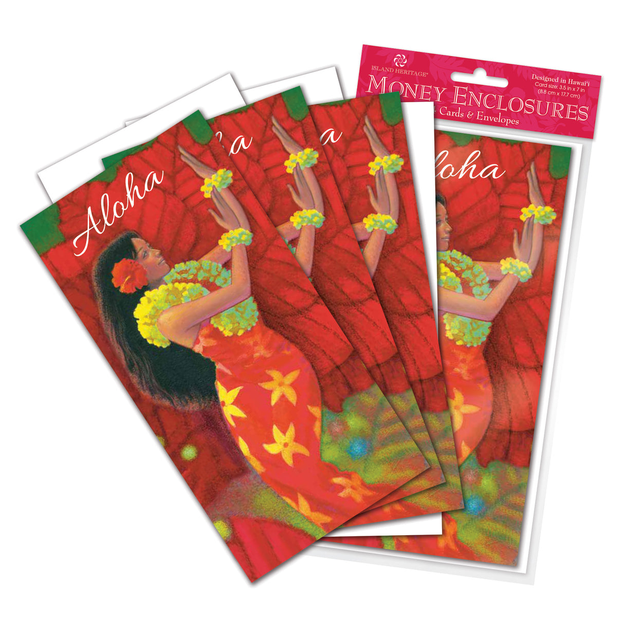 Cartes de placement d'argent, Hibiscus Hula II - Aloha, paquet de 4