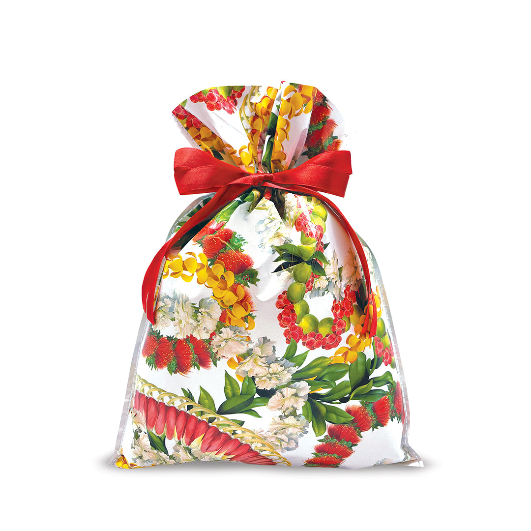 Foil Drawstring Gift Bags, Leis of Beauty, 3-Pack
