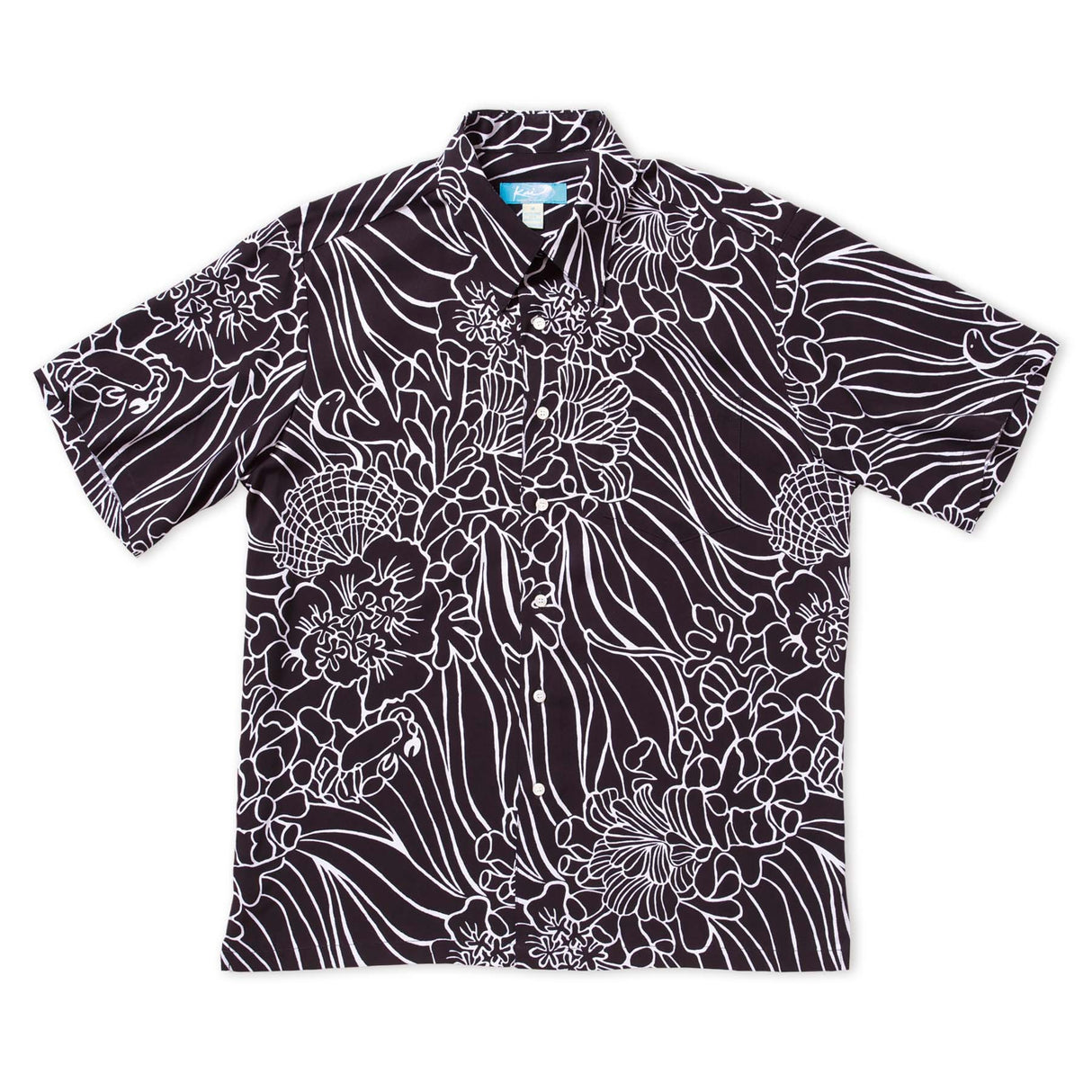 Coral Reef Black Men's Aloha Shirt