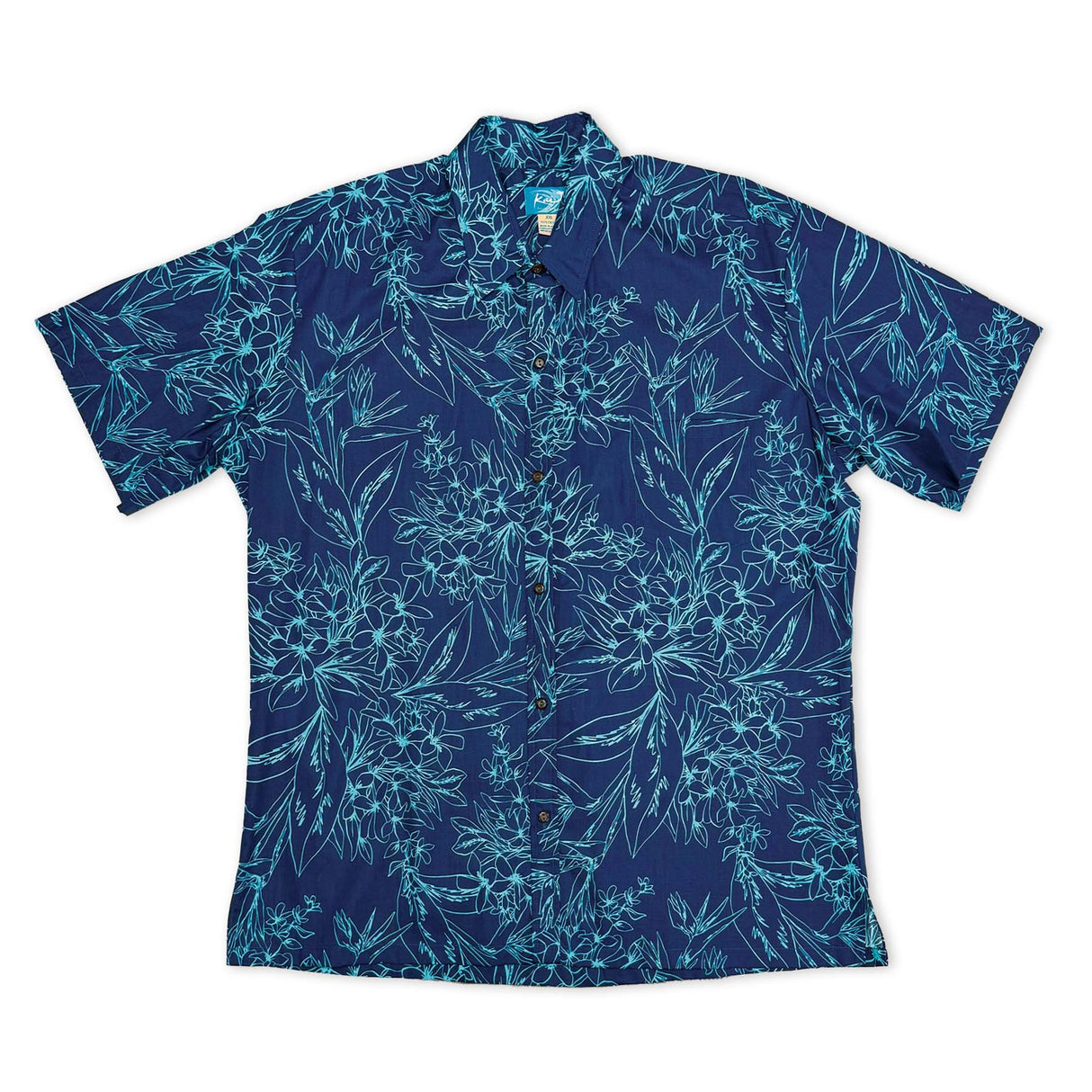 Bird of Paradise Orchid Navy Men's Aloha Shirt