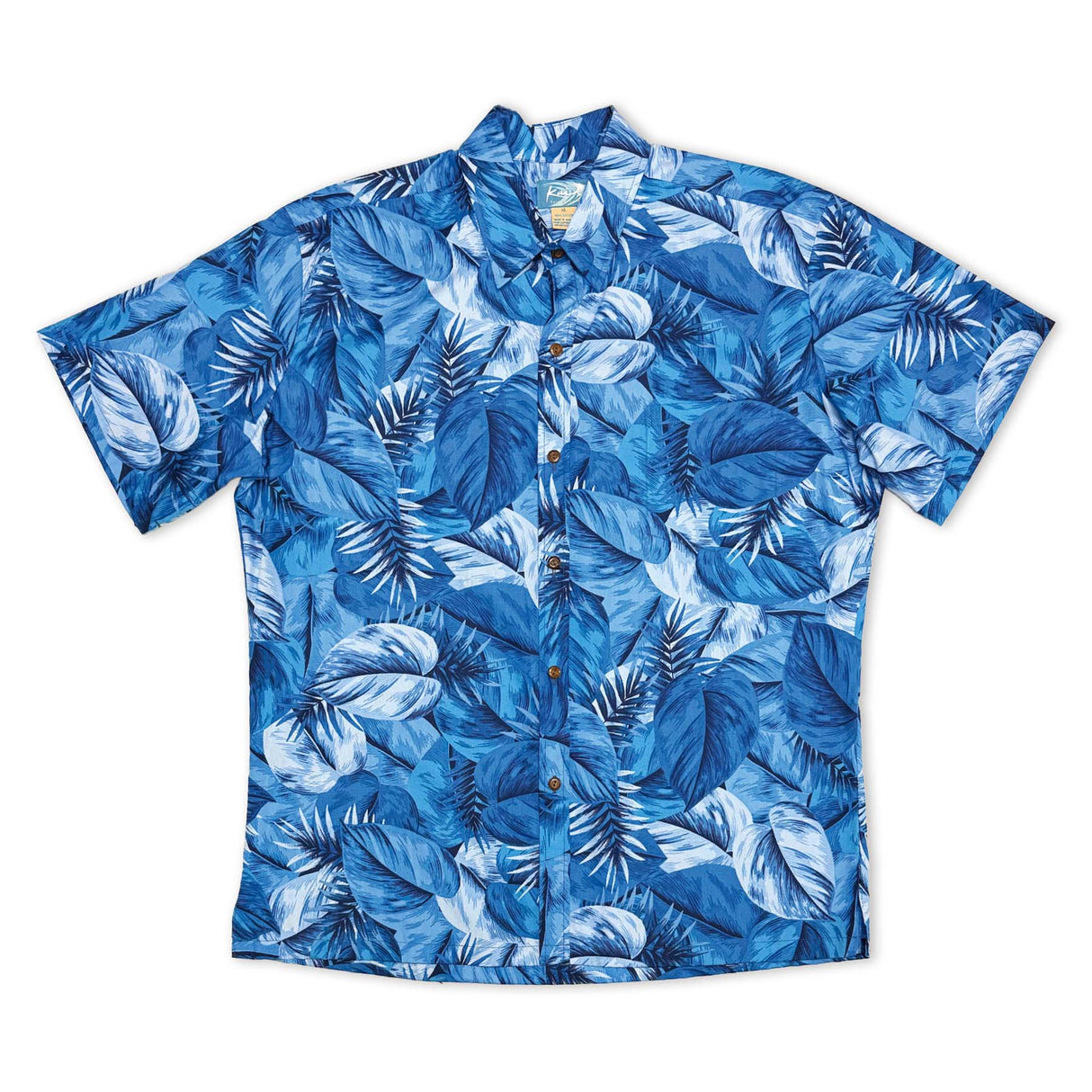 Tropical Leaves Blue Men's Aloha Shirt