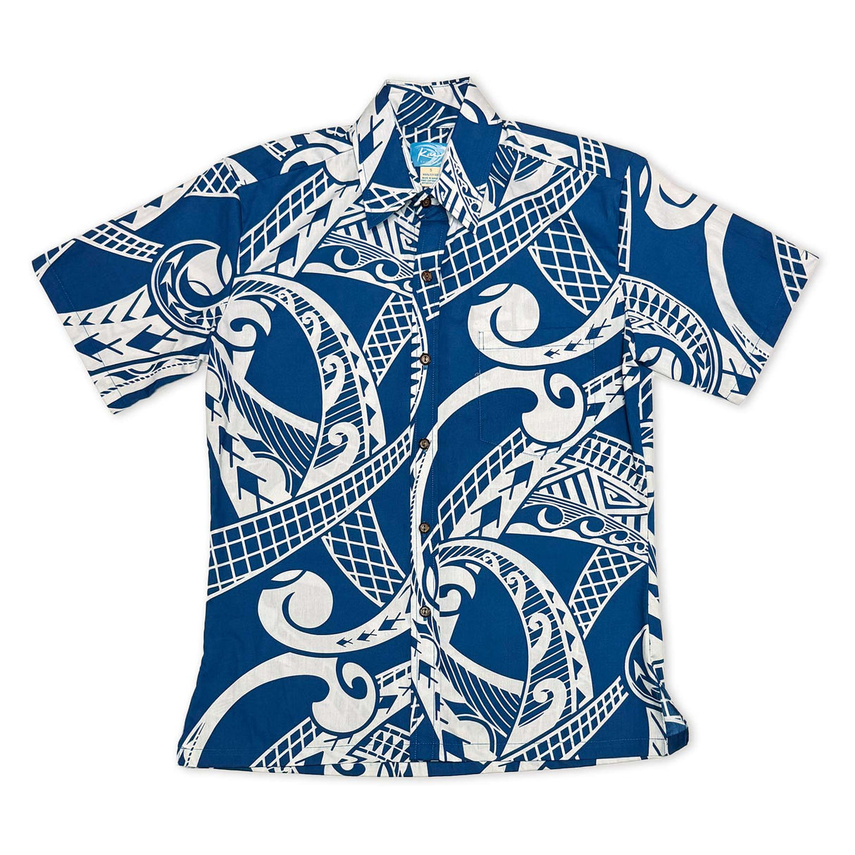 All Over Tapa Blue Mens Aloha Shirt