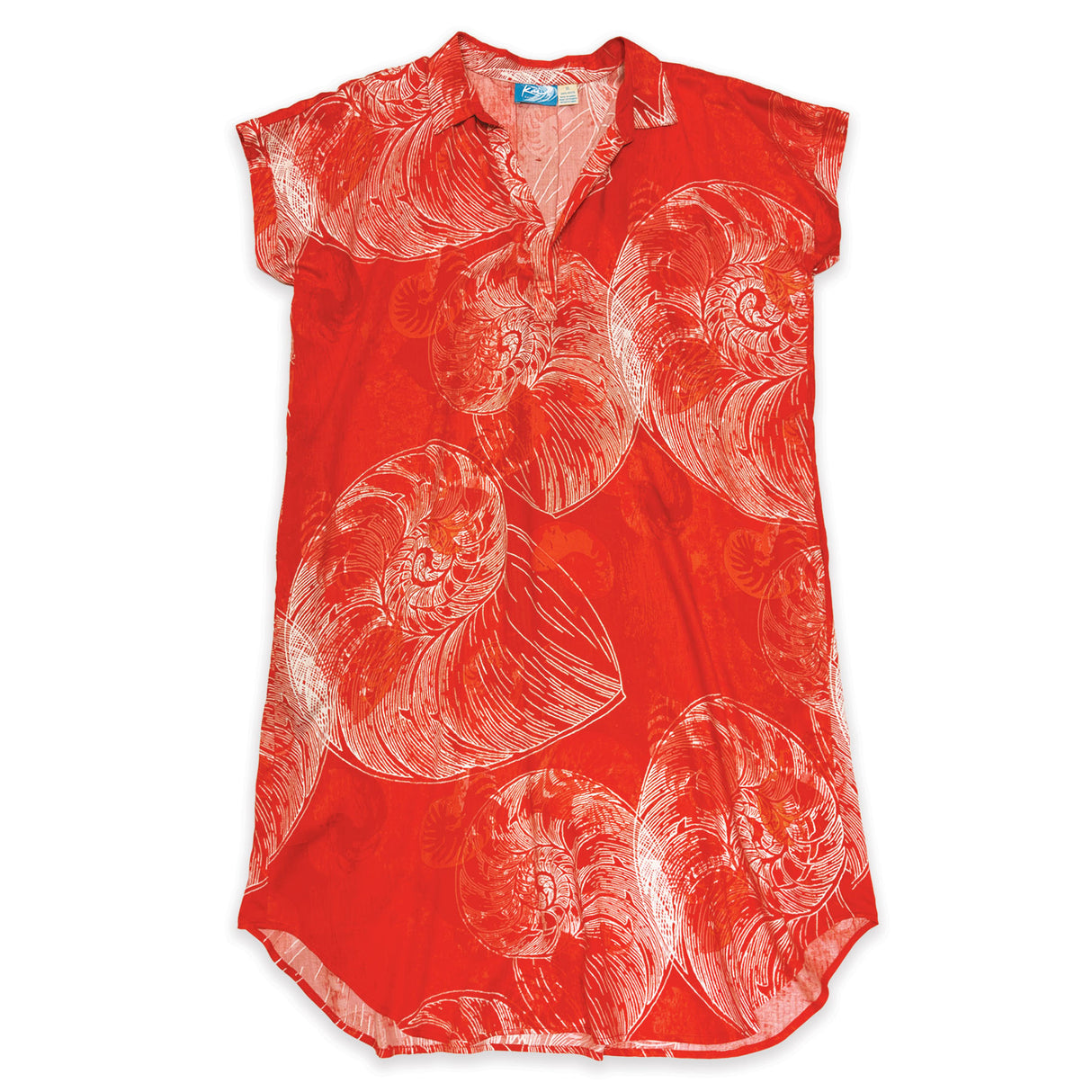 Nautilus Orange Red Womens Collared Short Sleeve Dress