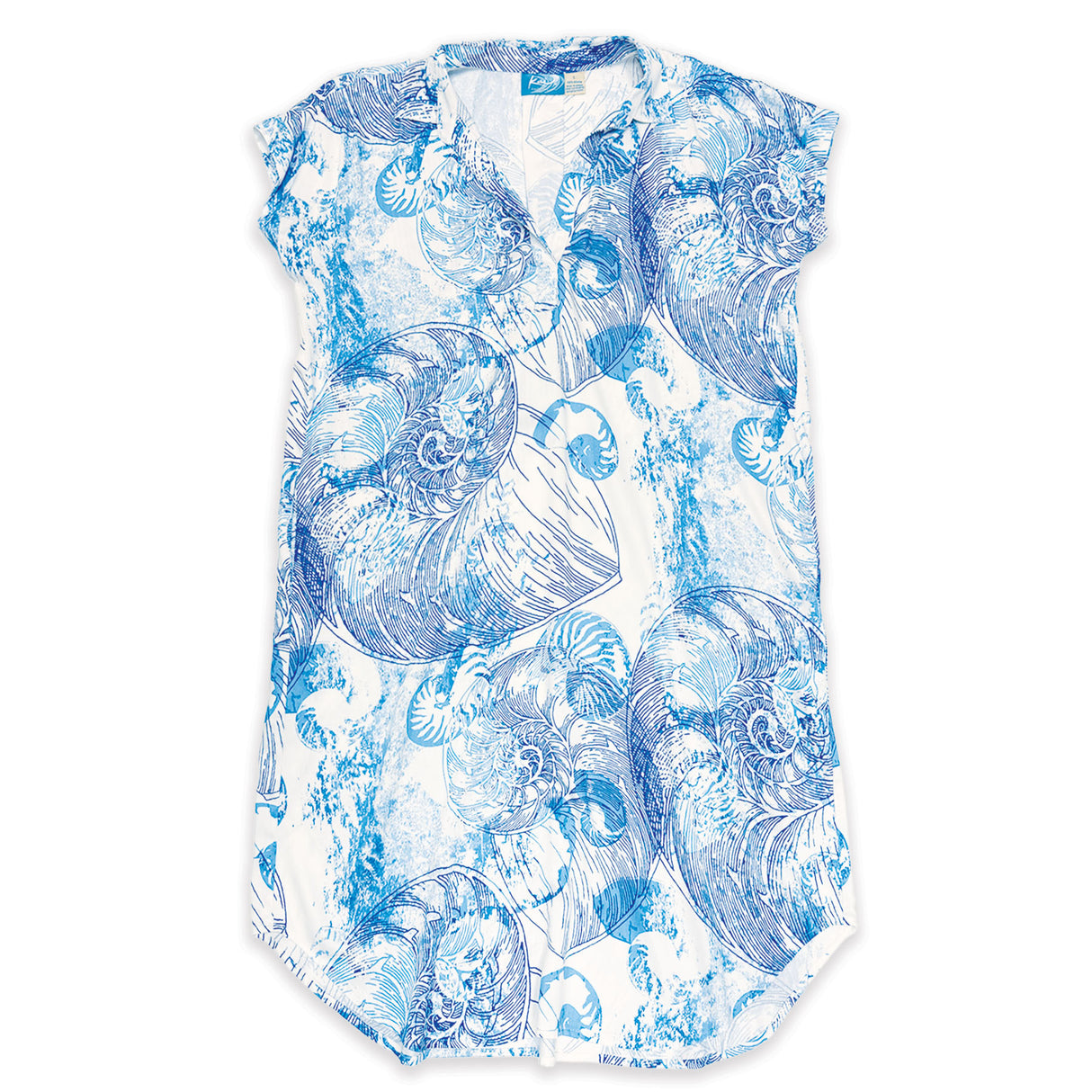 Nautilus White Blue Women’s Collared Short Sleeve Dress
