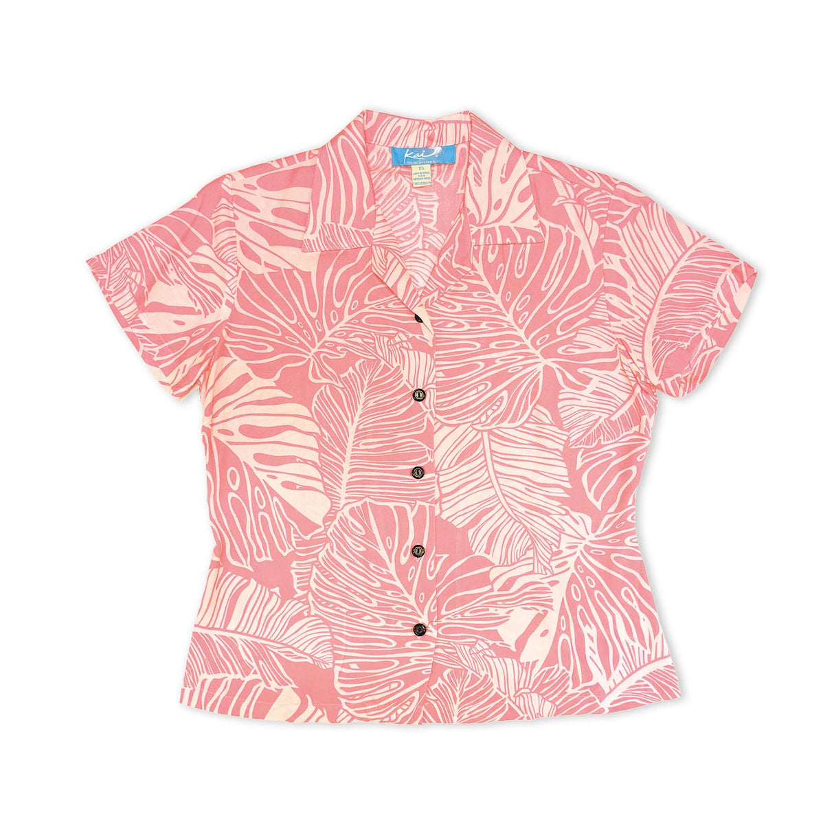 Monstera Banana Leaves Peach Coral Womens Aloha Shirt