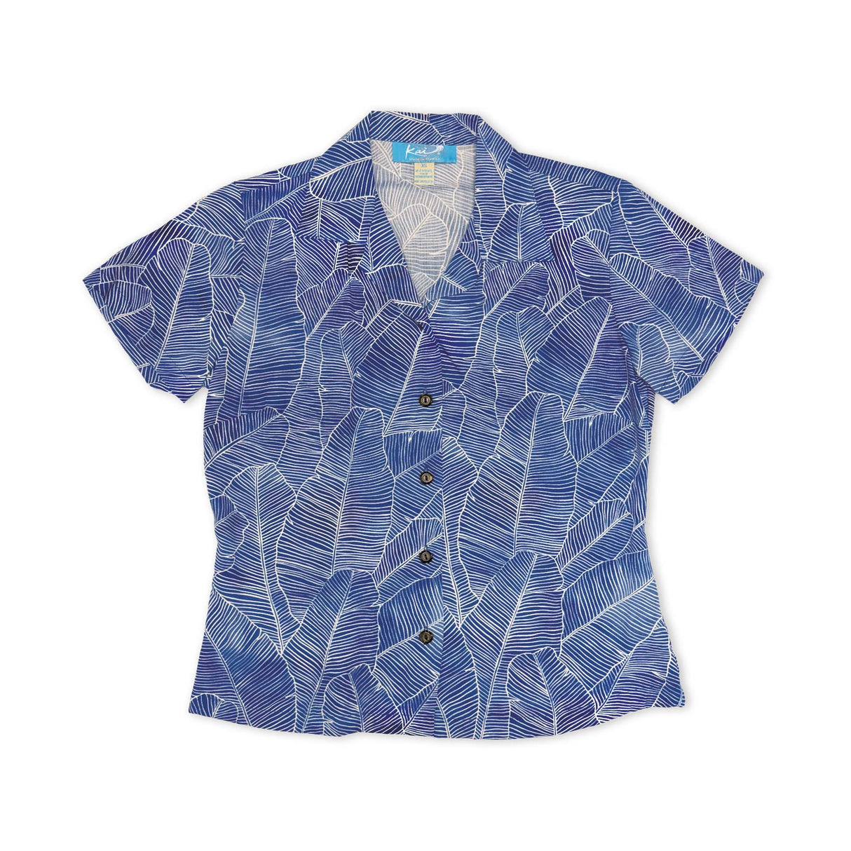 Banana Leaf Navy Womens Aloha Shirt