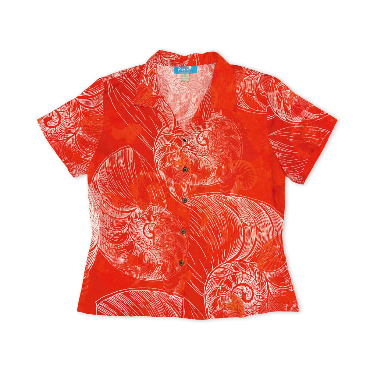 Nautilus Red Orange Womens Aloha Shirt