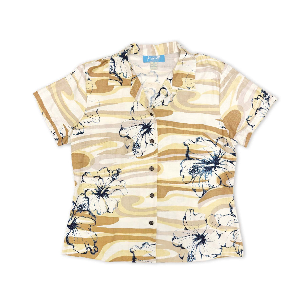 Ocean Floral Indigo Womens Aloha Shirt