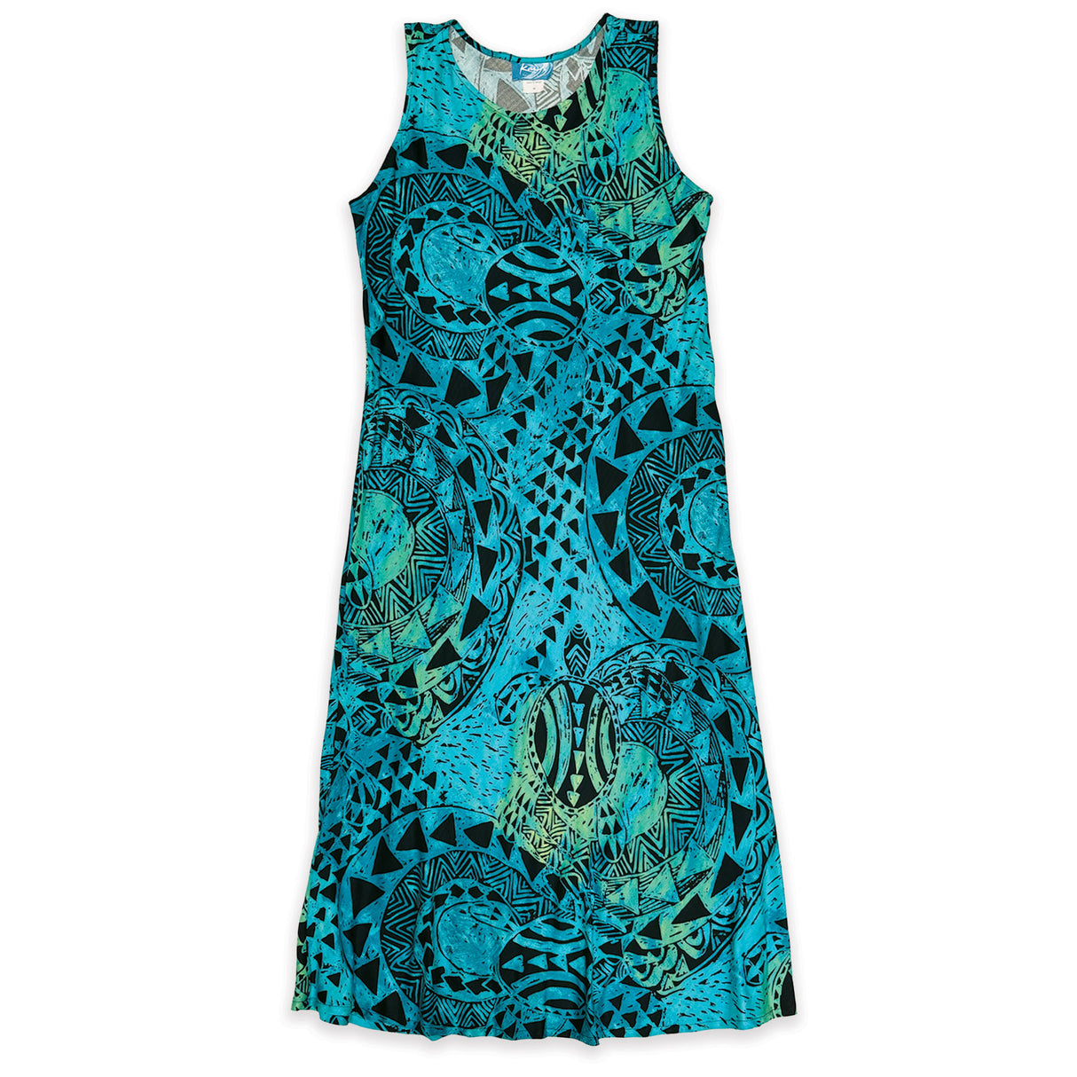 Honu Strong Teal Women's Long Bias Midi Dress