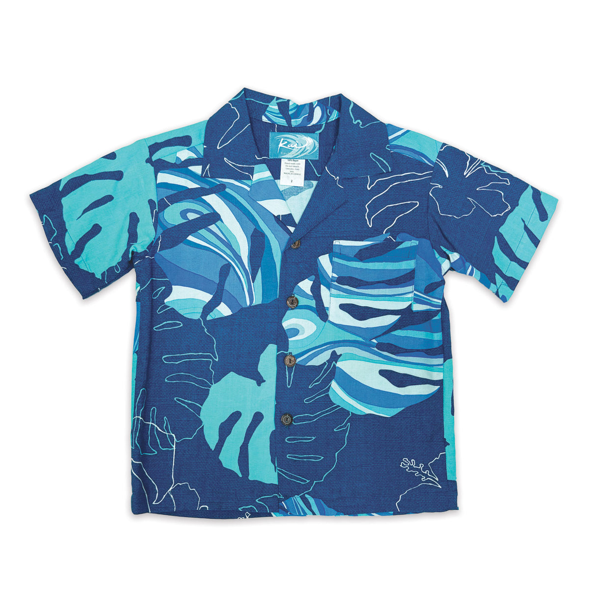 Monstera Waves II Blueberry Boys' Aloha Shirt