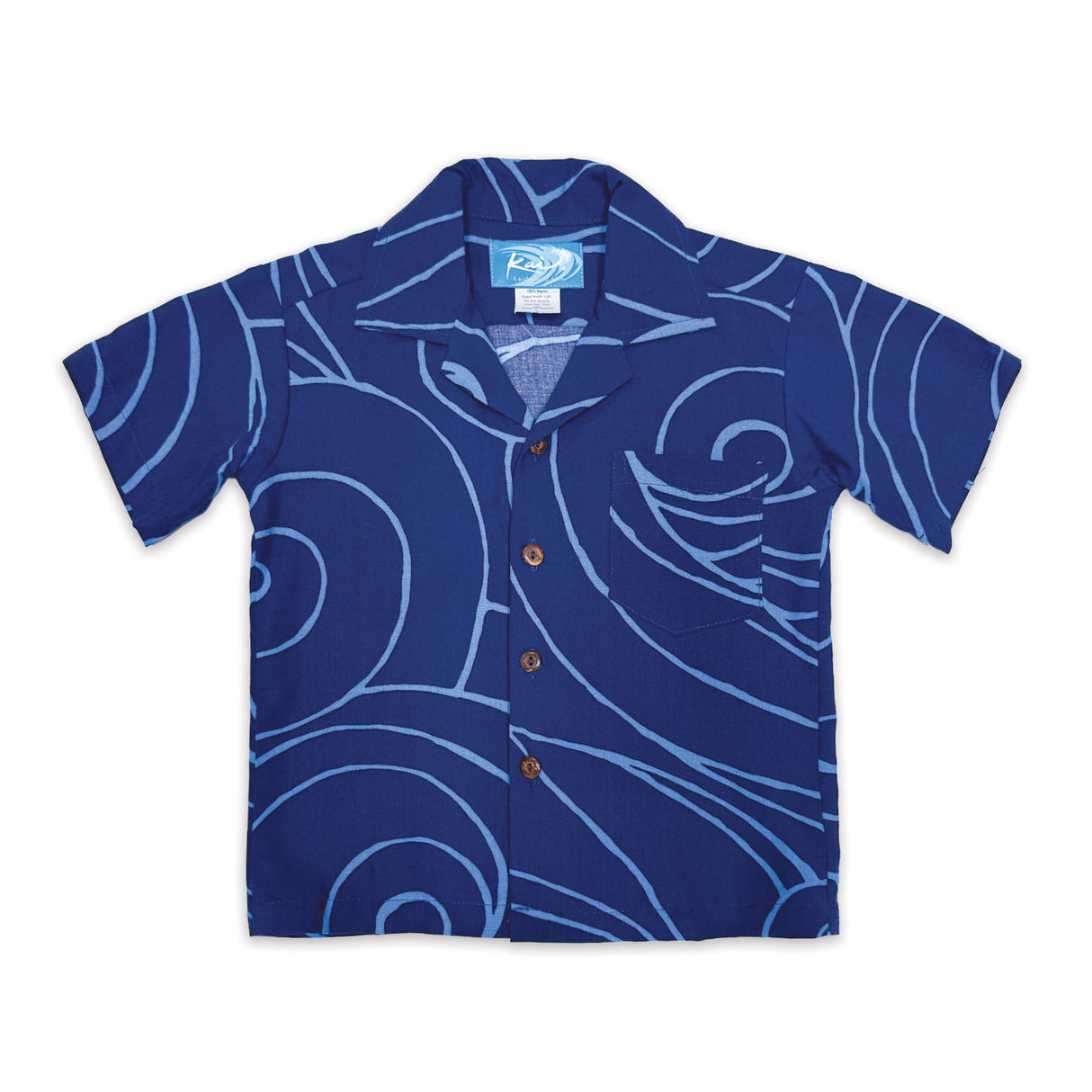 Ocean Waves Navy Periwinkle Boys' Aloha Shirt
