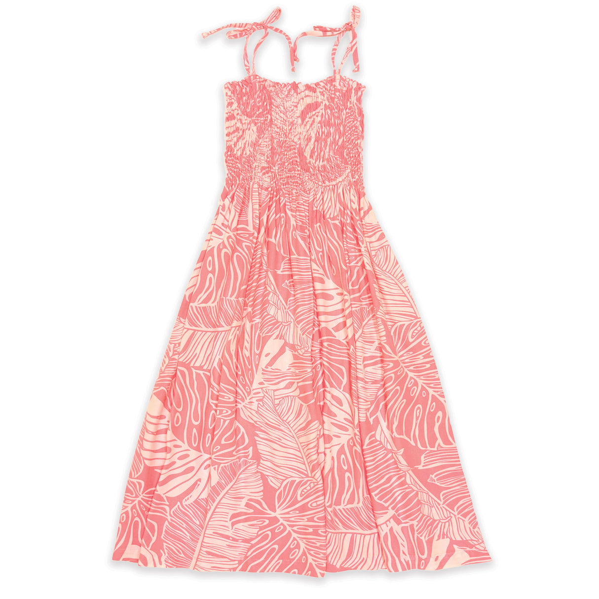 Monstera Banana Leaves Peach Women's Babydoll Short Dress