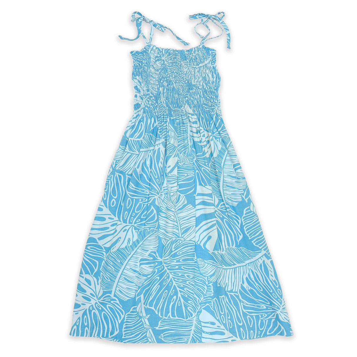 Monstera Banana Leaves Turquoise Women's Babydoll Short Dress