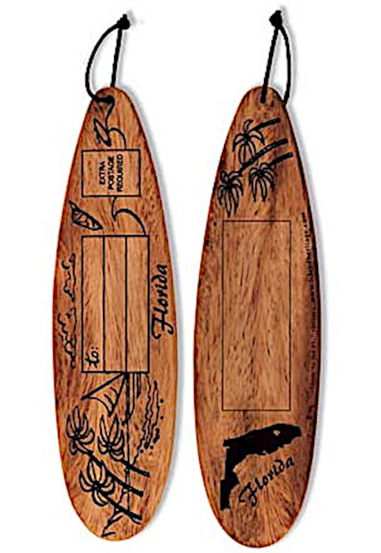 Palm Black Florida Wooden Surfboard Post Card