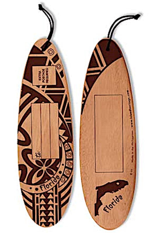 Tapa Brown Florida Wooden Surfboard Post Card