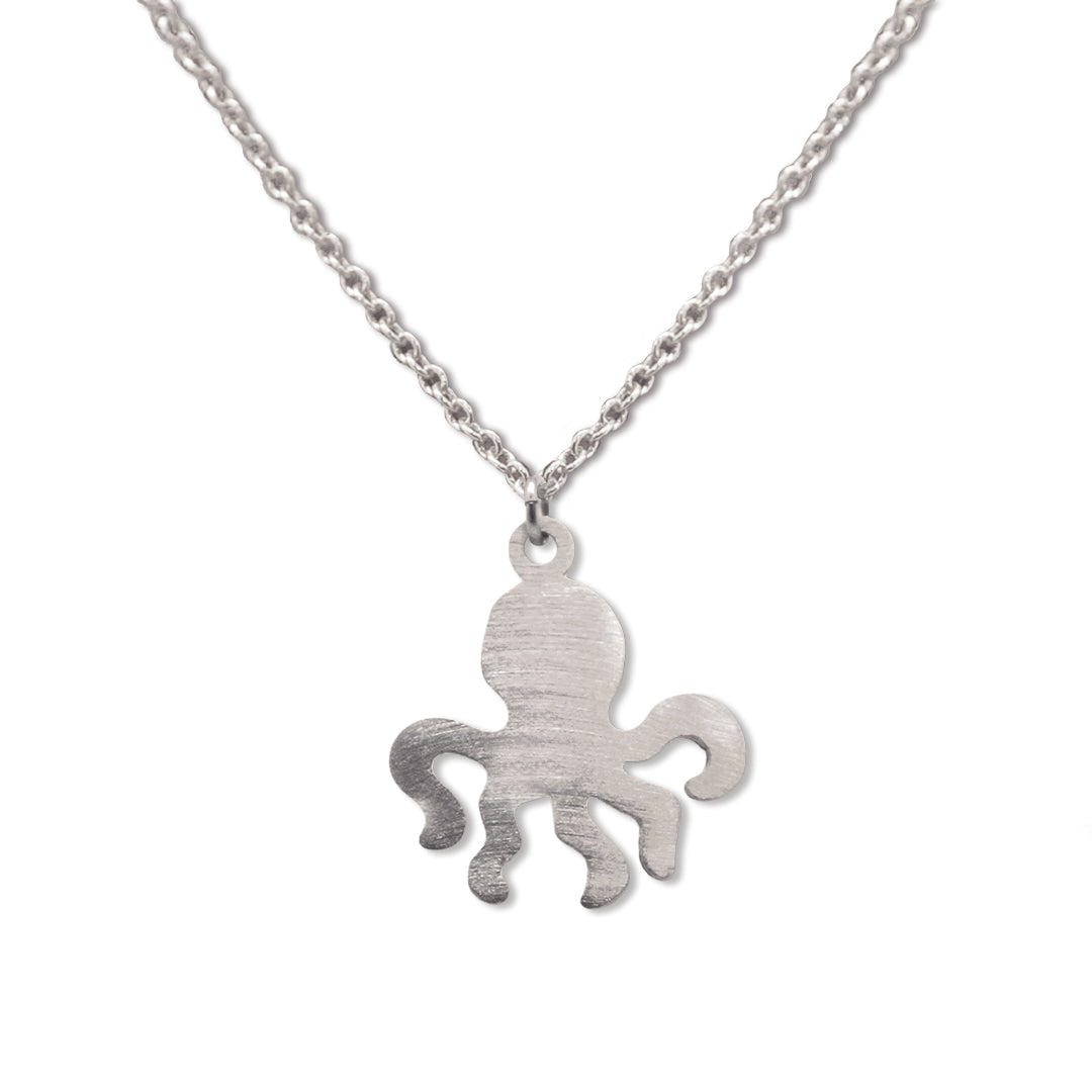Silver Charm Necklace, Octopus