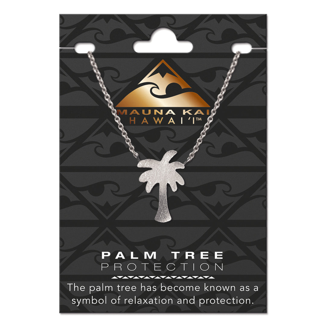 Silver Charm Necklace, Palm Tree