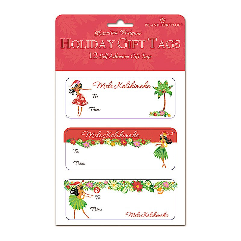Adhesive Gift Tag 12-Pack, Island Holiday Honeys 2