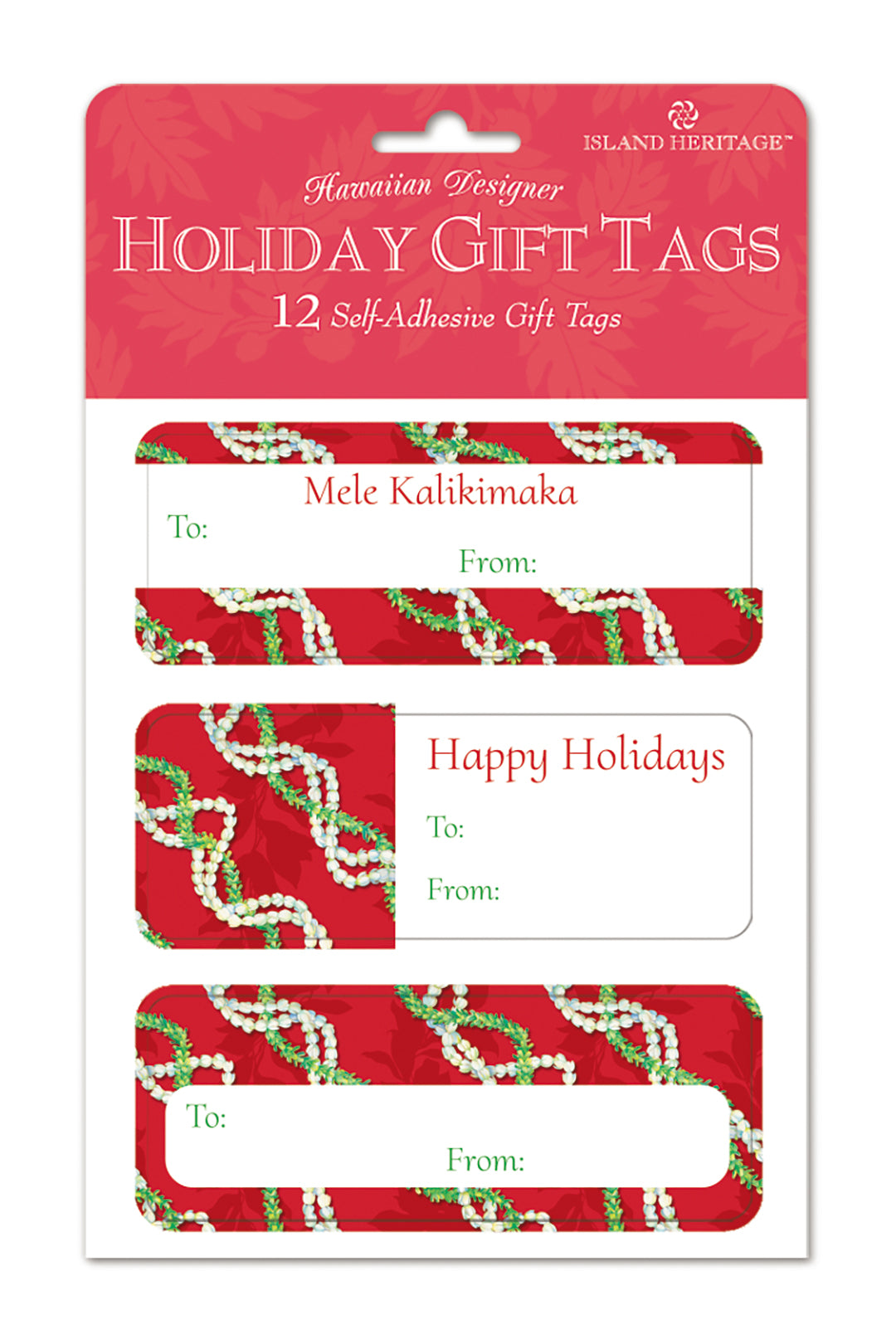 Adhesive Gift Tag 12-Pack, Pikake Lei II