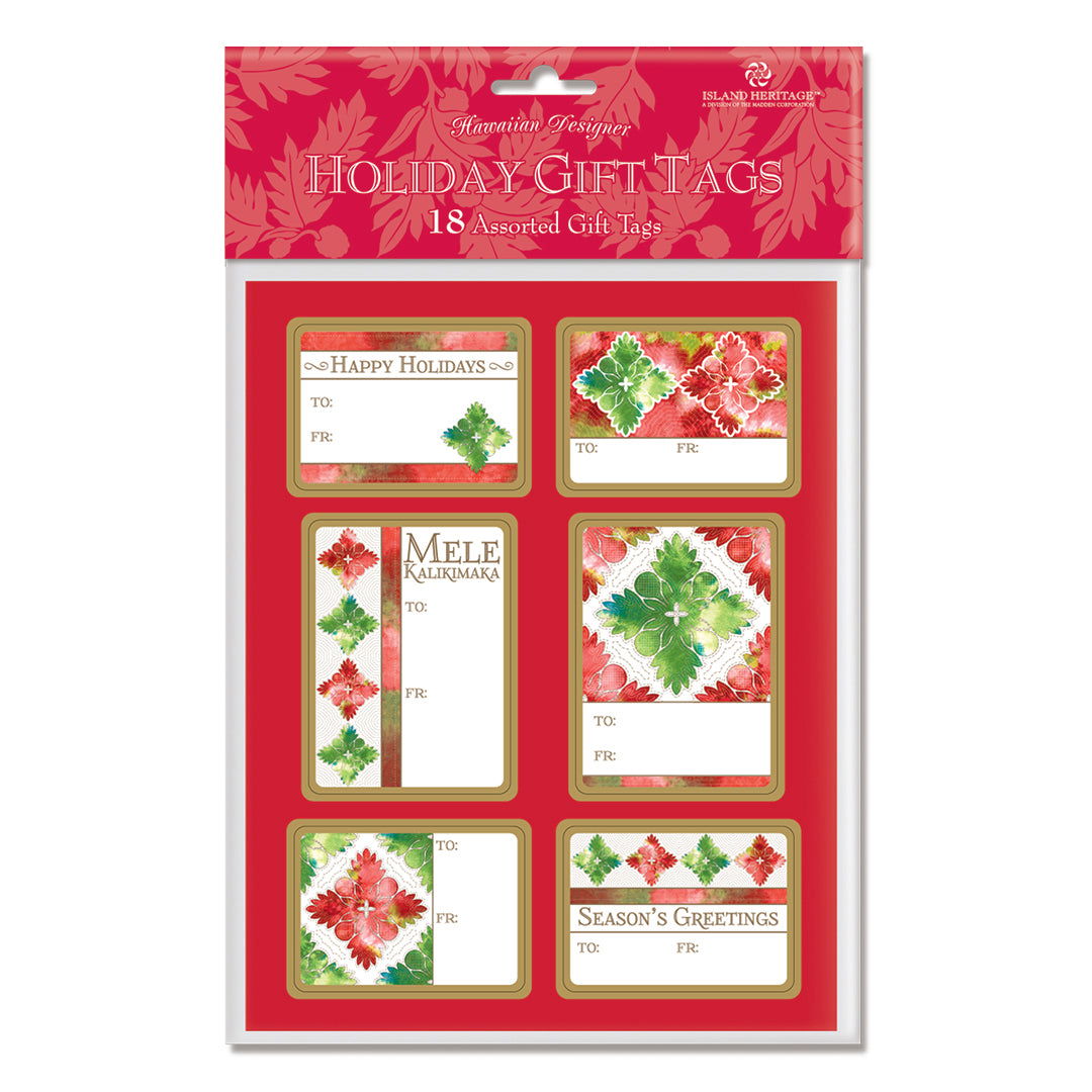 Adhesive Gift Tag 18-pk, Quilted Holidays