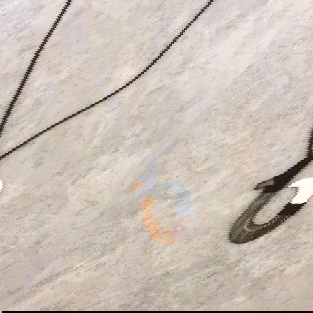 Adjustable necklace featuring a black wood and bone hook design, offering a stylish and contemporary look inspired by natural elements.