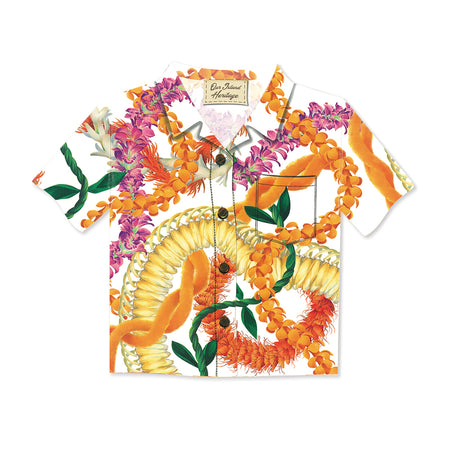 Aloha Shirt Greeting Card, Leis of Aloha, featuring vibrant tropical designs and premium-quality paper.