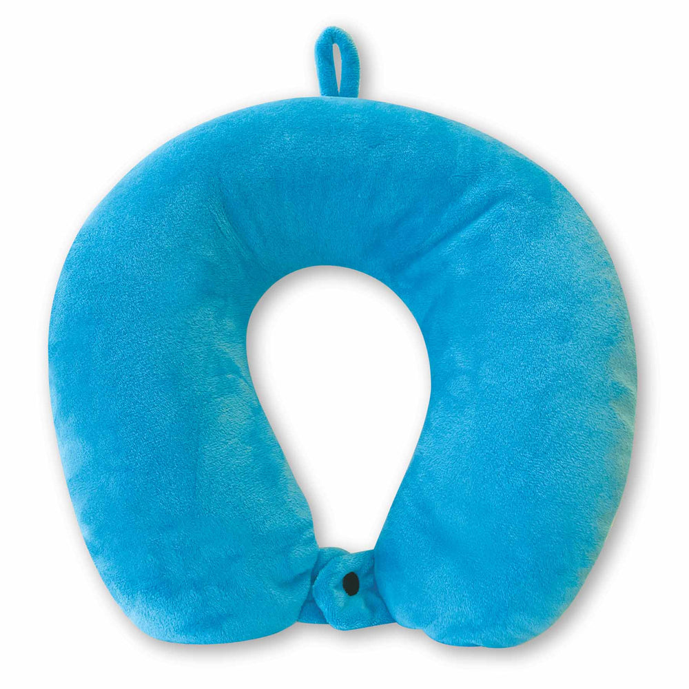 Blue neck pillow on a white background