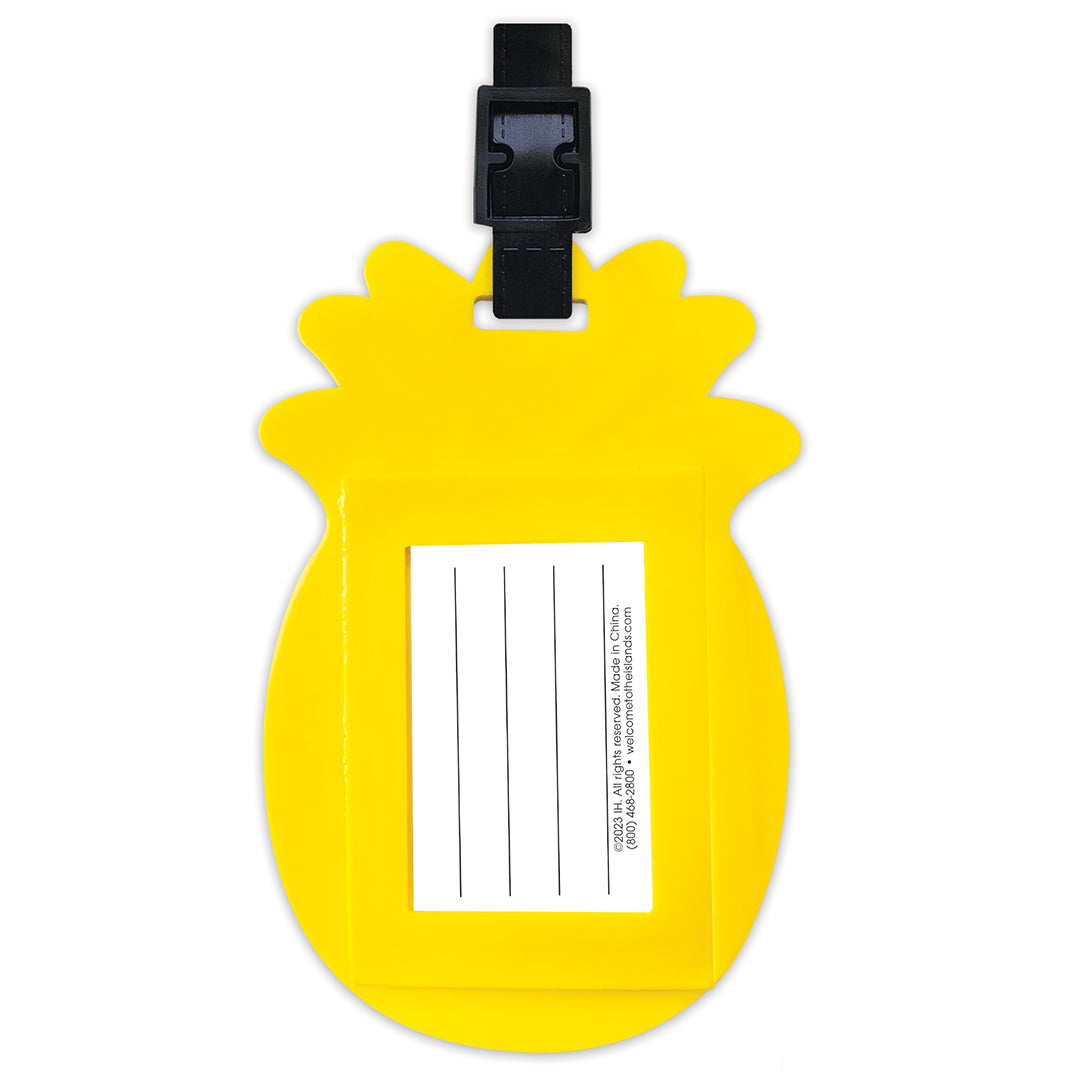 Back of yellow pineapple shapes luggage tag