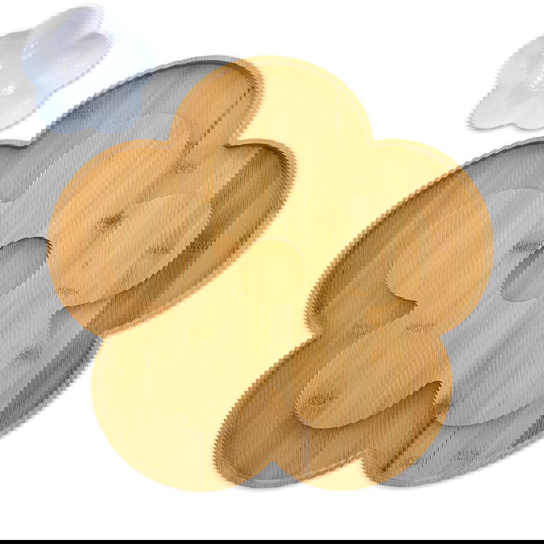 Bamboo Serving Board with Ceramic Bowl