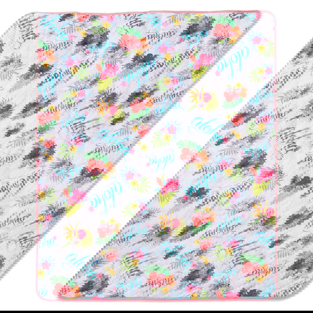 Beach Mat with Zipper Pouch- Aloha Floral