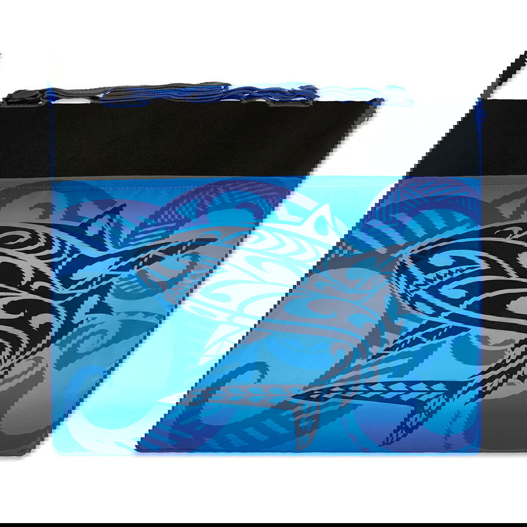 Beach Mat with Zipper Pouch- Tribal Shark