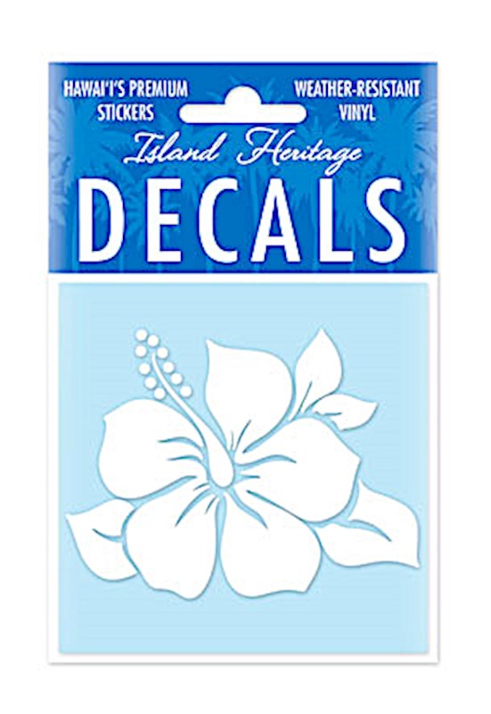 Decal Square, Single Hibiscus White