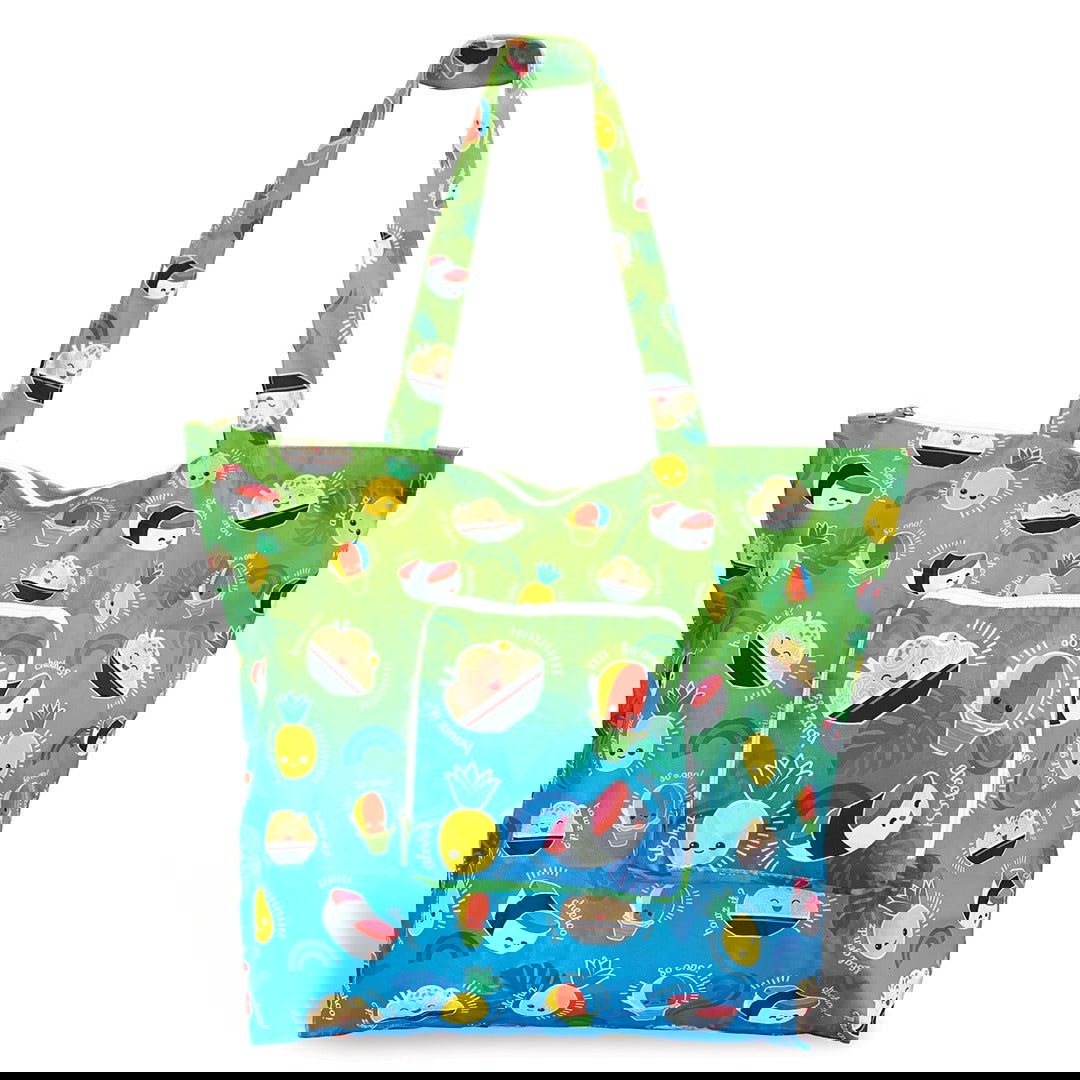 Deluxe Foldable Tote featuring the Local Grindz design, perfect for carrying groceries or daily essentials.